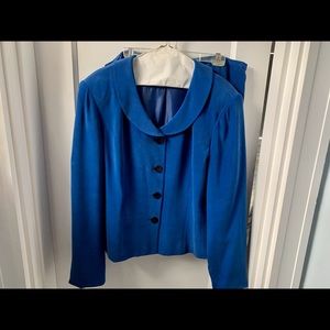 Marine Blue Silk Dress Suit, Size 18